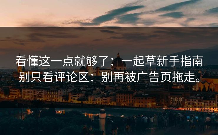 看懂这一点就够了：一起草新手指南别只看评论区：别再被广告页拖走。